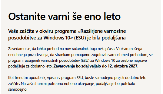 Domači uporabniki Windows 10 dobili še leto dni časa za zamenjavo