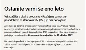 Domači uporabniki Windows 10 dobili še leto dni časa za zamenjavo
